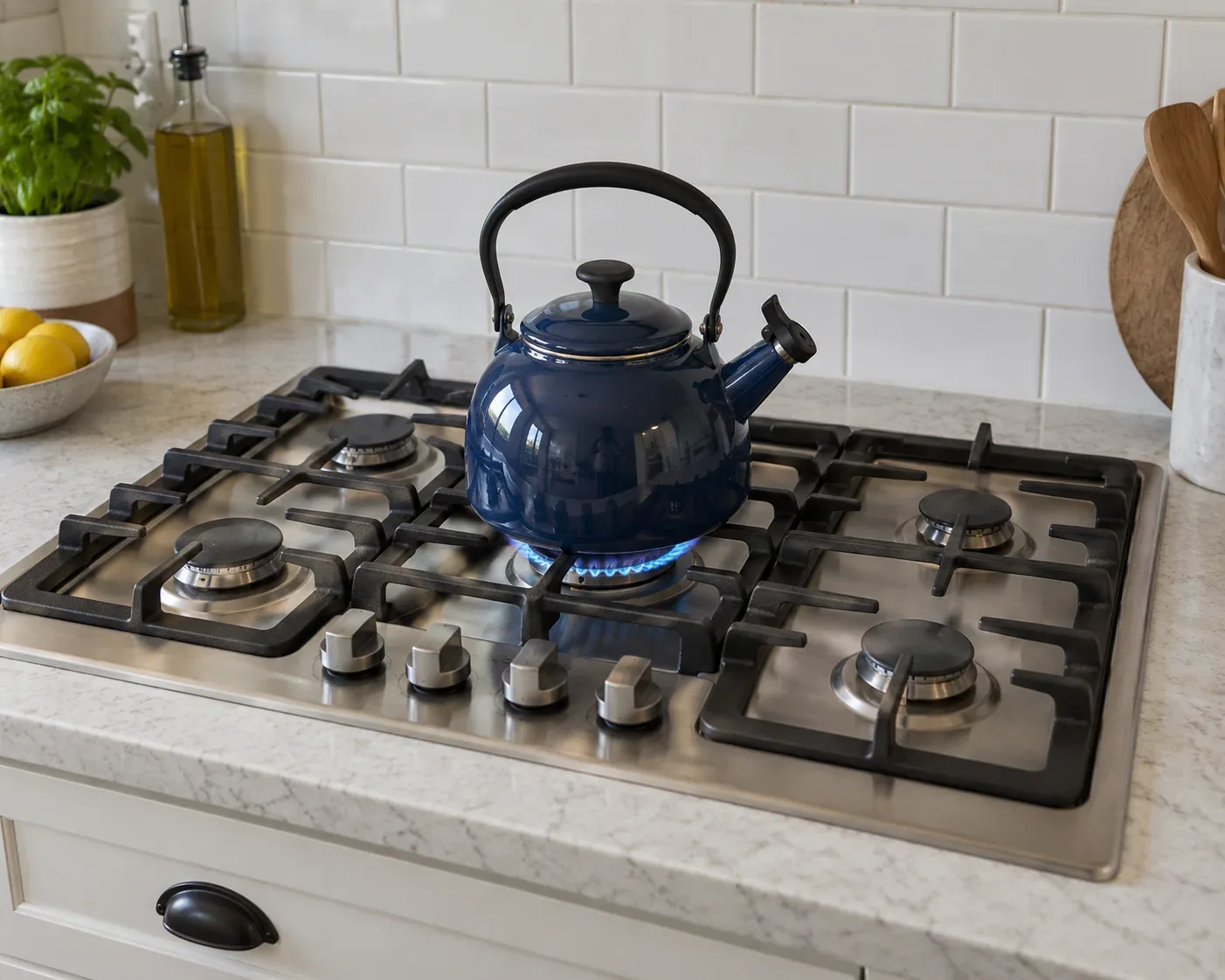 Gas cooktop with burners in a Corinth, TX kitchen